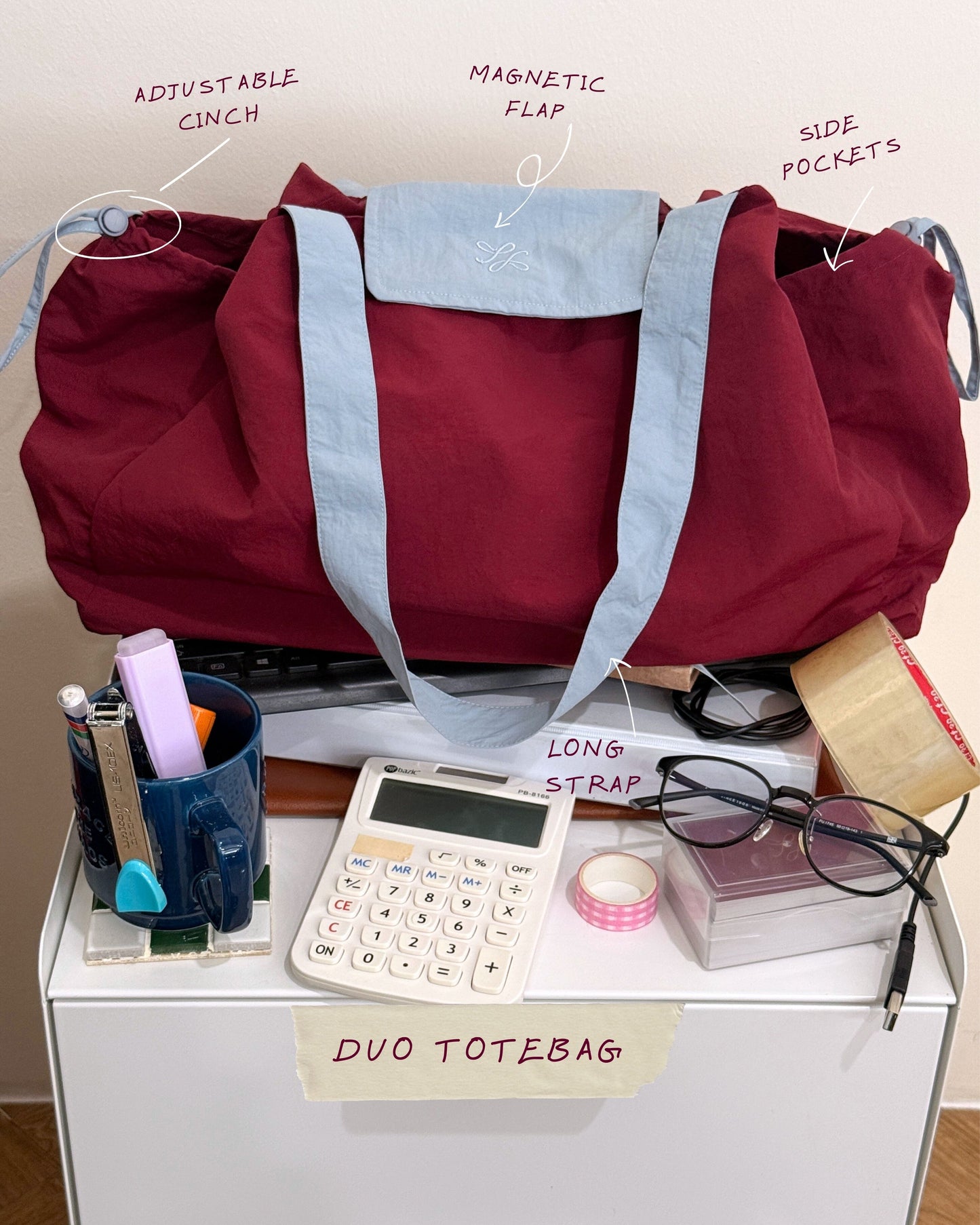 Duo Tote Bag in Deep Burgundy