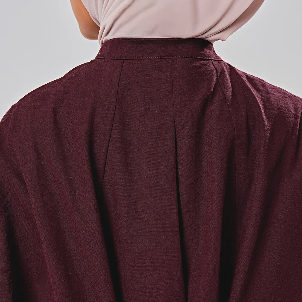 Linen Oversized shirt in Burgundy