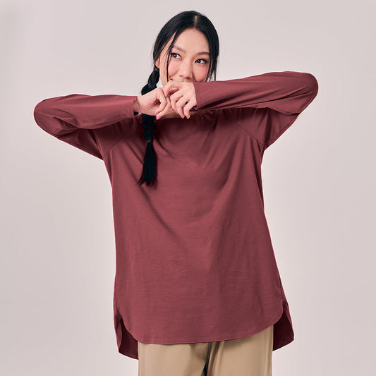 Athleisure Back Pleated Top in Rouge