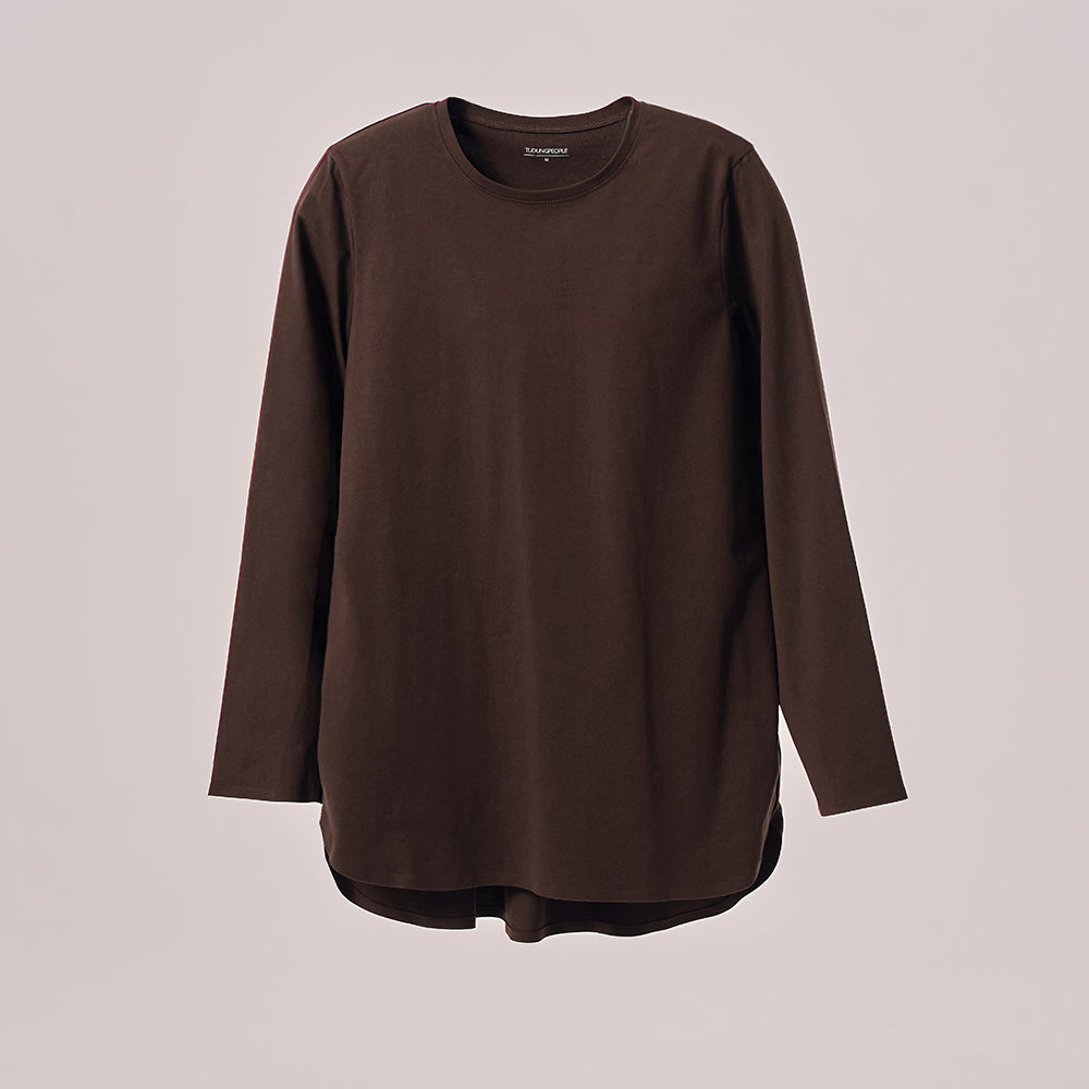 Athleisure Back Pleated Top in Dark Brown