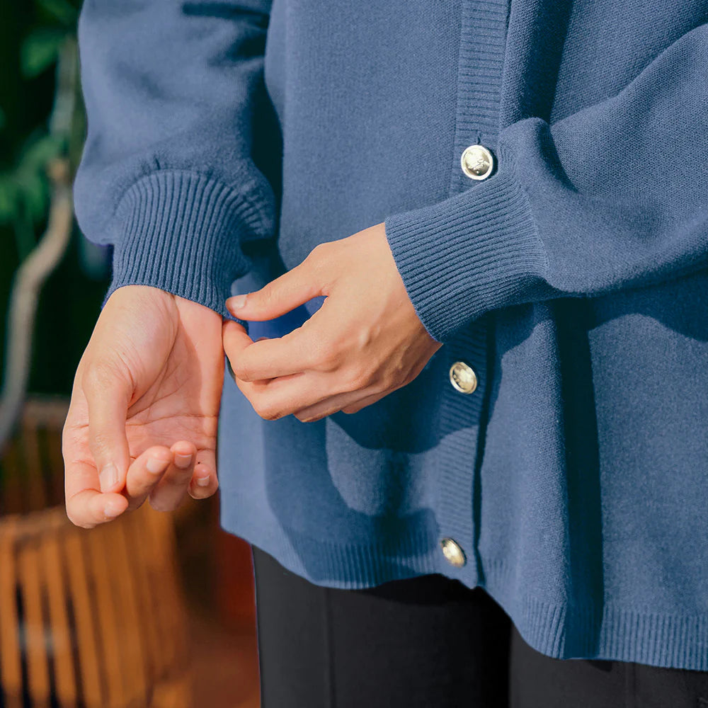 Knitted Cardigan in Denim