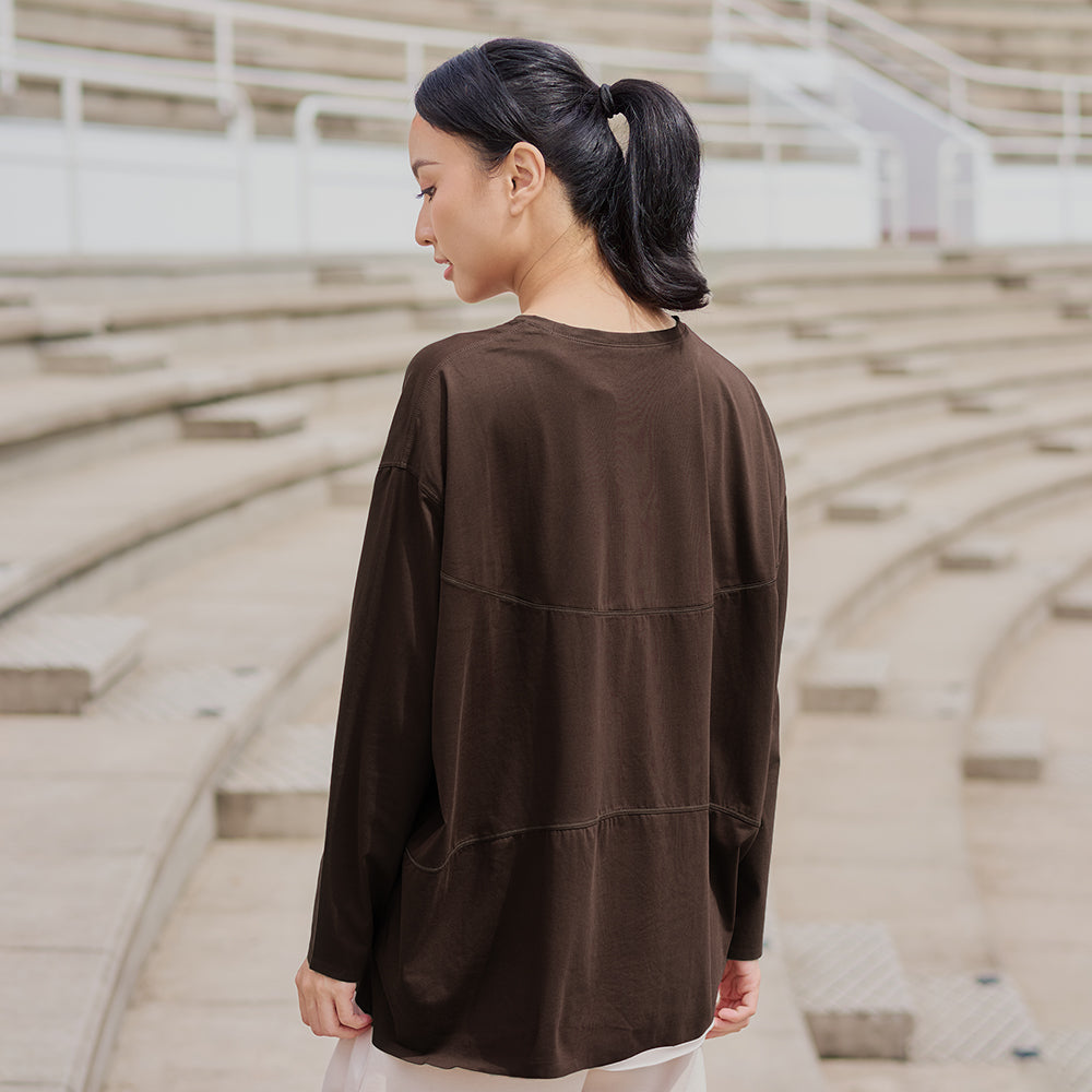 Athleisure Oversized Top in Dark Brown