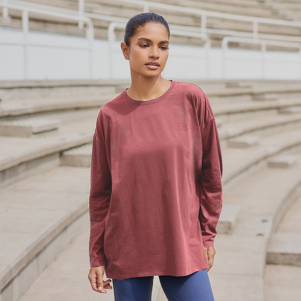 Athleisure Oversized Top in Dark Pink