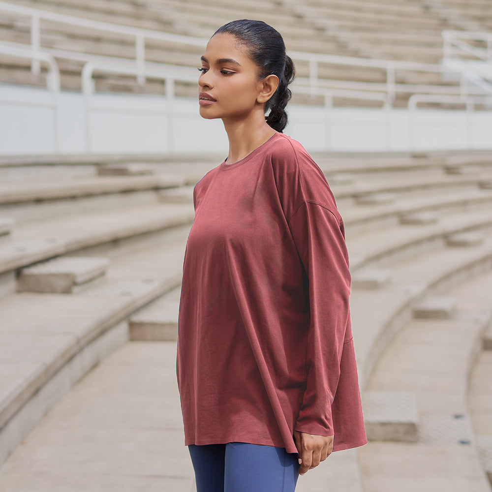 Athleisure Oversized Top in Dark Pink
