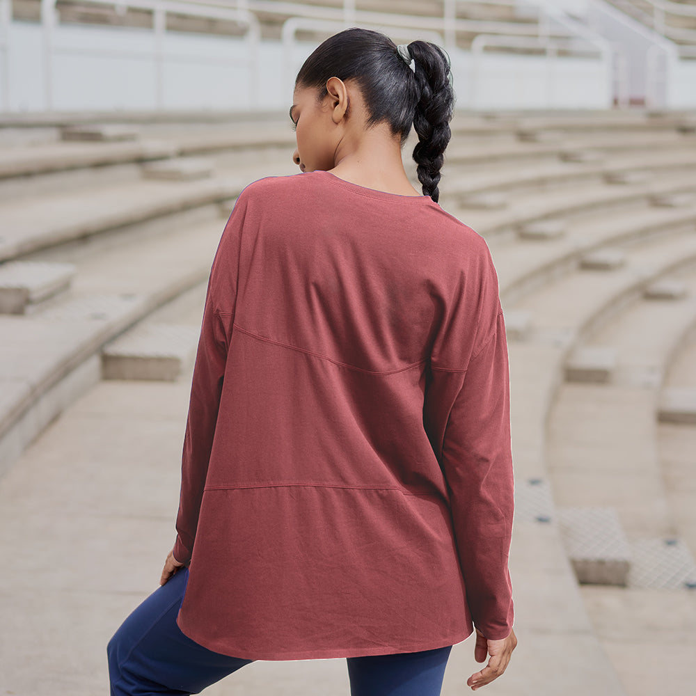 Athleisure Oversized Top in Dark Pink