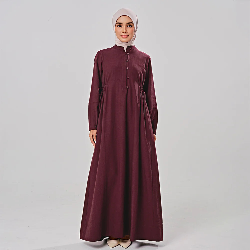 Linen Dress in Burgundy