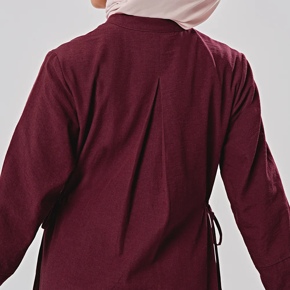 Linen Dress in Burgundy