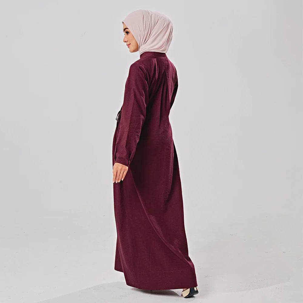 Linen Dress in Burgundy