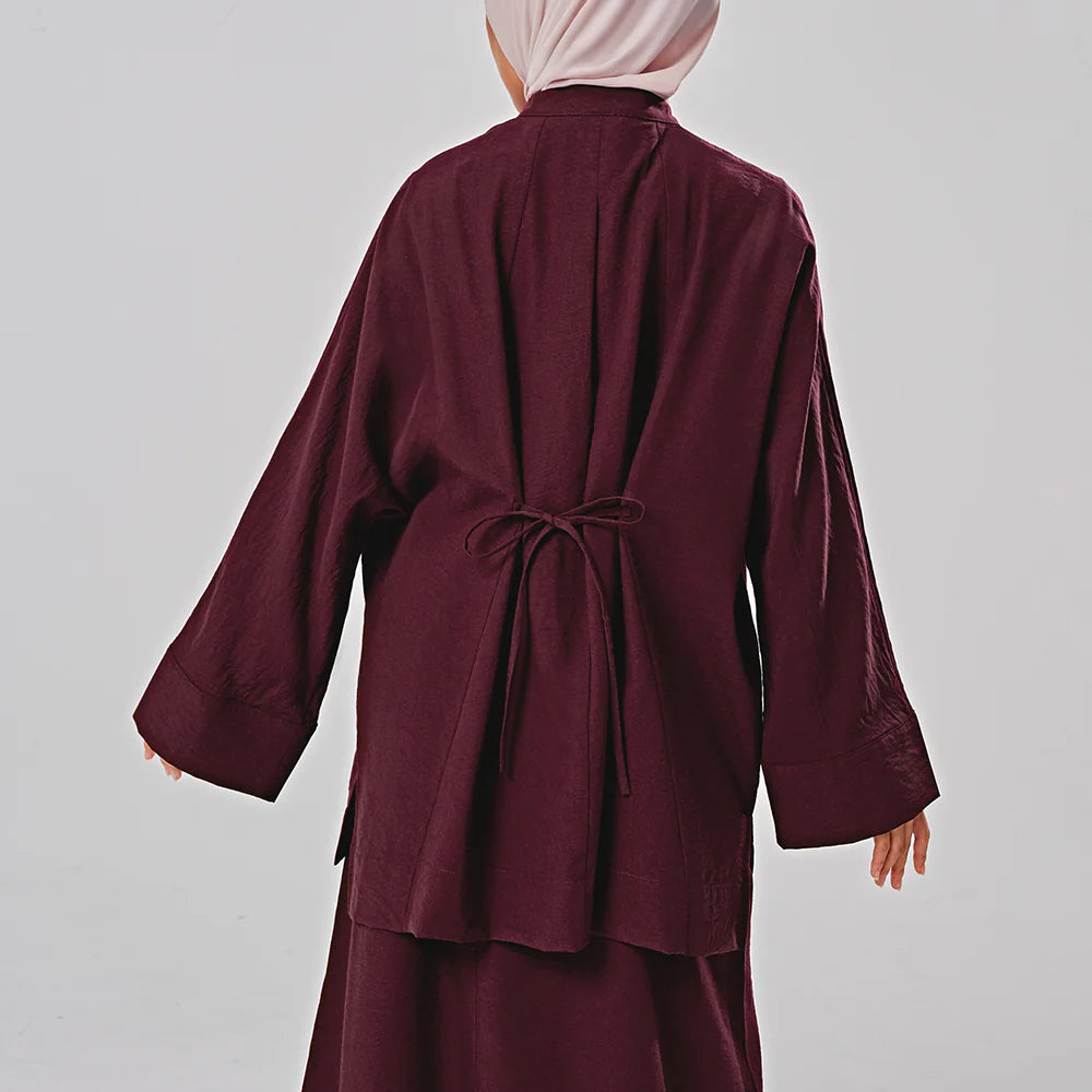 Linen Oversized shirt in Burgundy