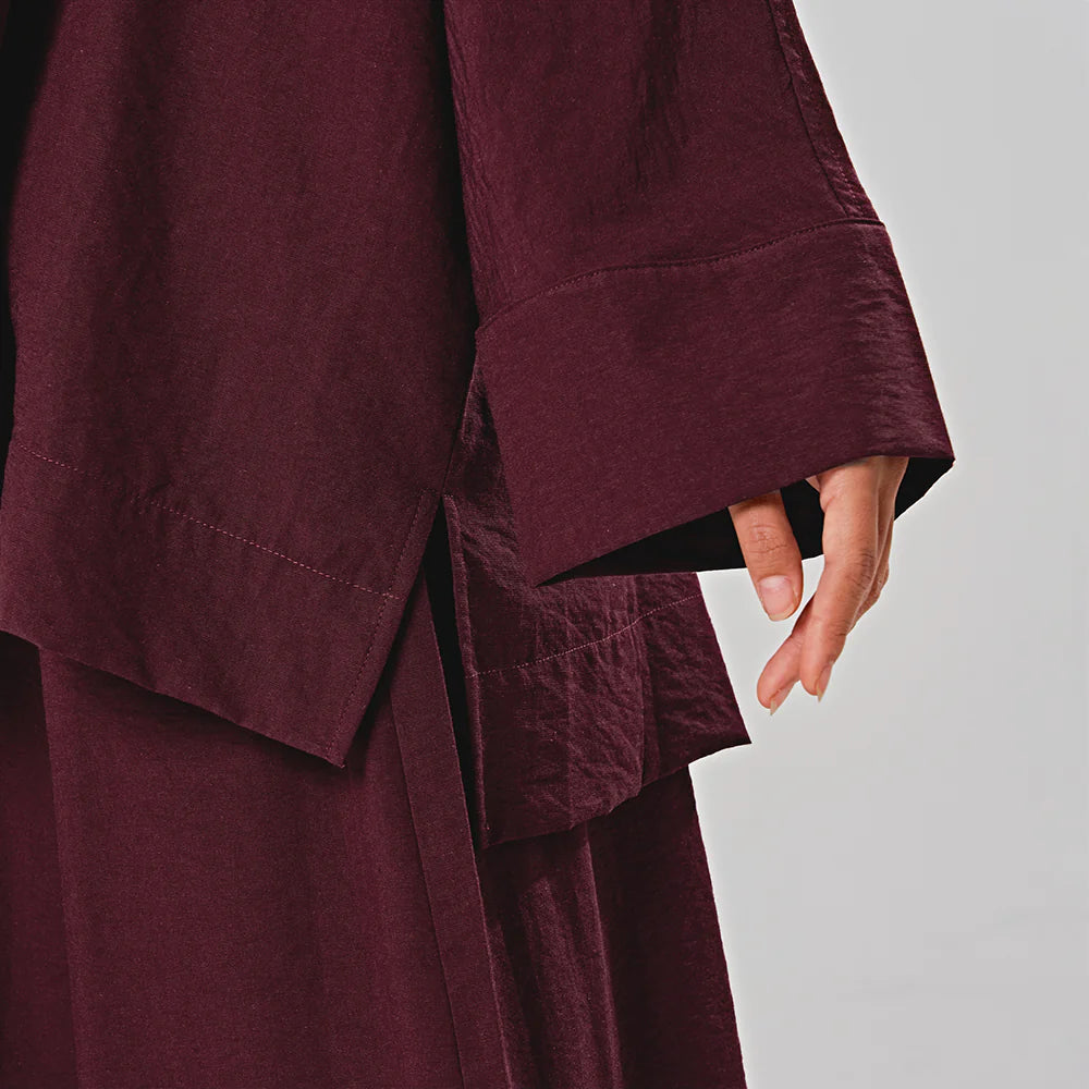 Linen Oversized shirt in Burgundy