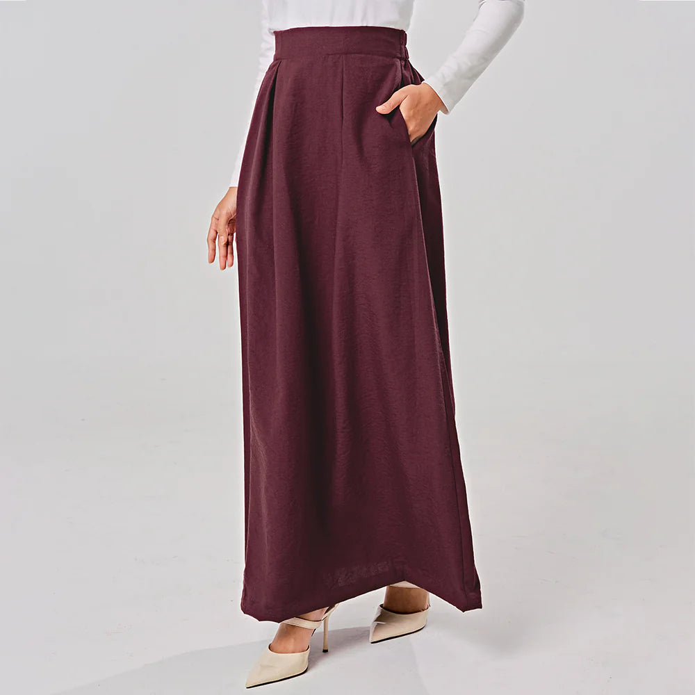 Linen Skirt in Burgundy