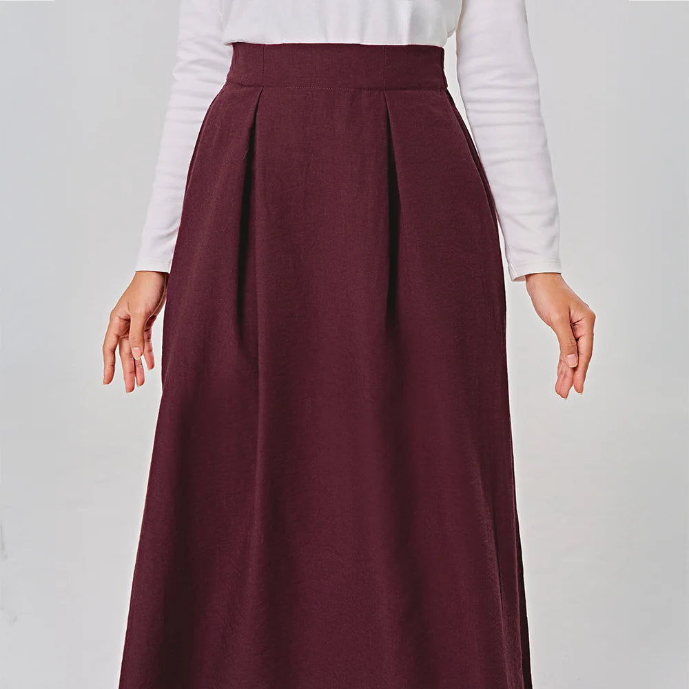 Linen Skirt in Burgundy