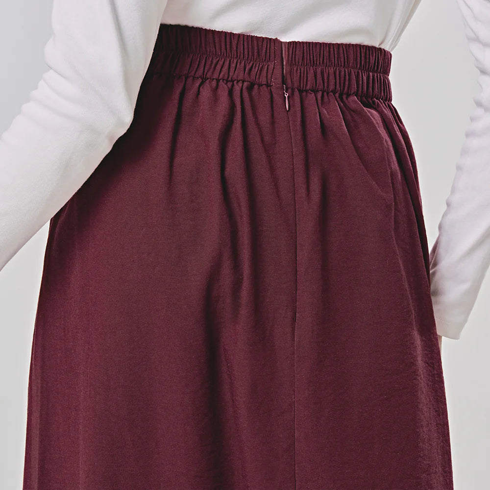 Linen Skirt in Burgundy
